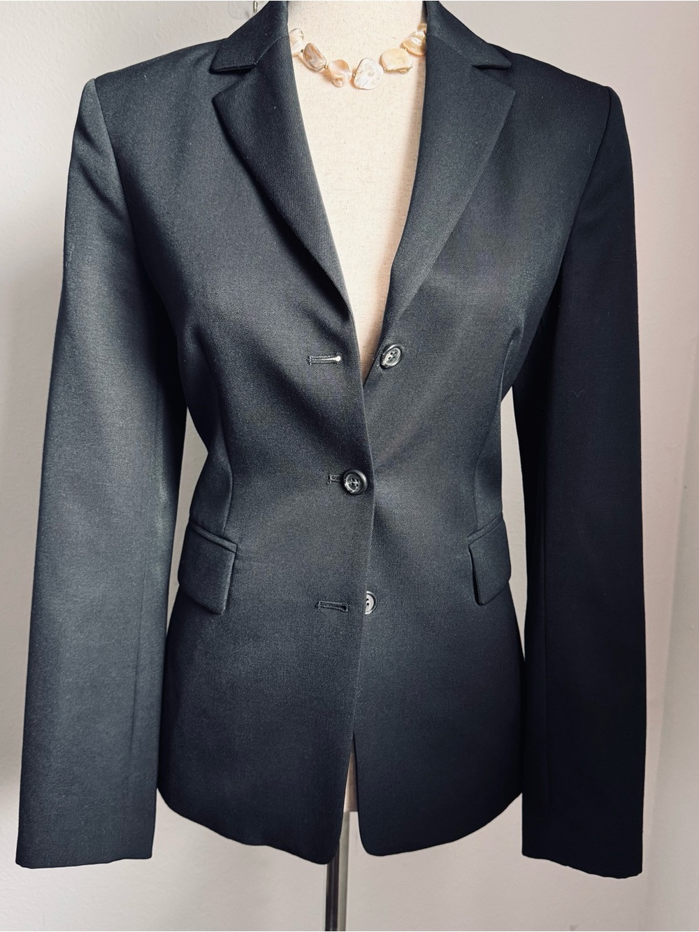 J.Crew Collection 100% Wool Blazer 3-Button Made in Japan Black Size 6 Womens
